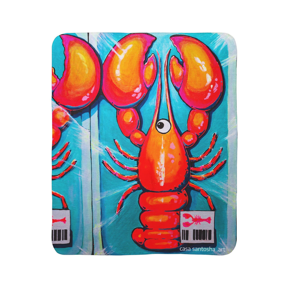 Neon Lobster Fleece Sherpa Blanket