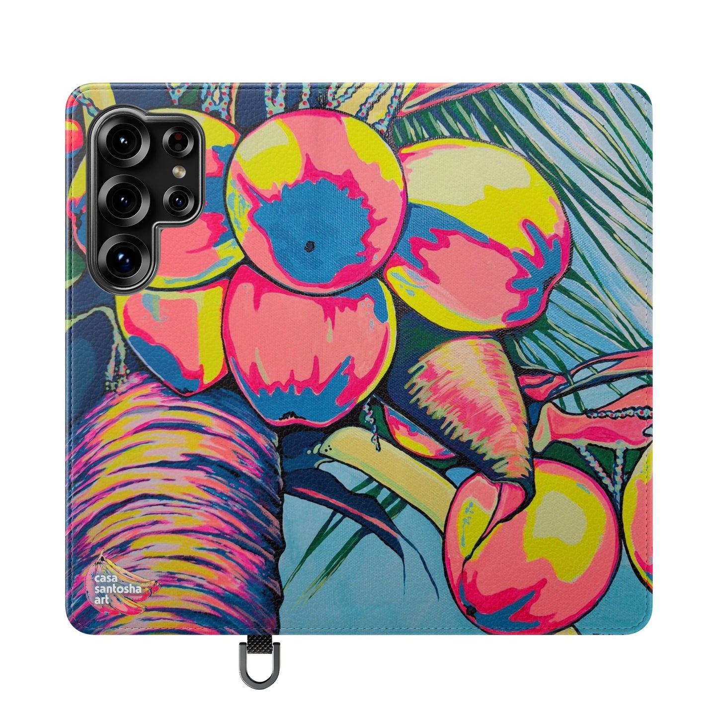 Neon Coconuts Flip Phone Case – Wallet Cover with Card Slots