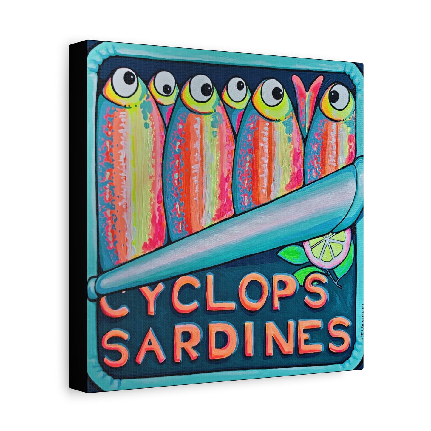 Neon Sardines Canvas Wall Art
