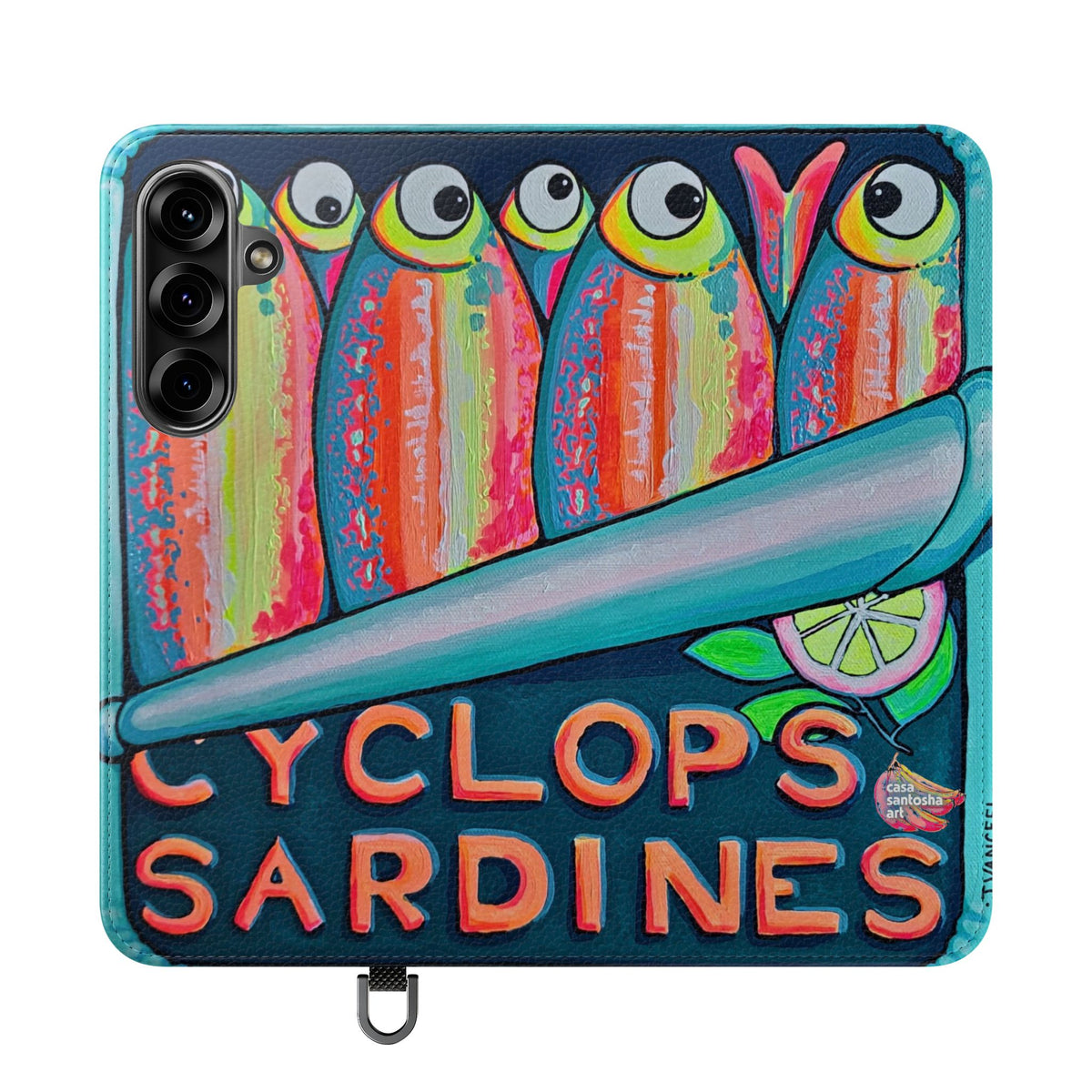 Neon Sardines Flip Phone Case – Wallet Cover with Card Slots