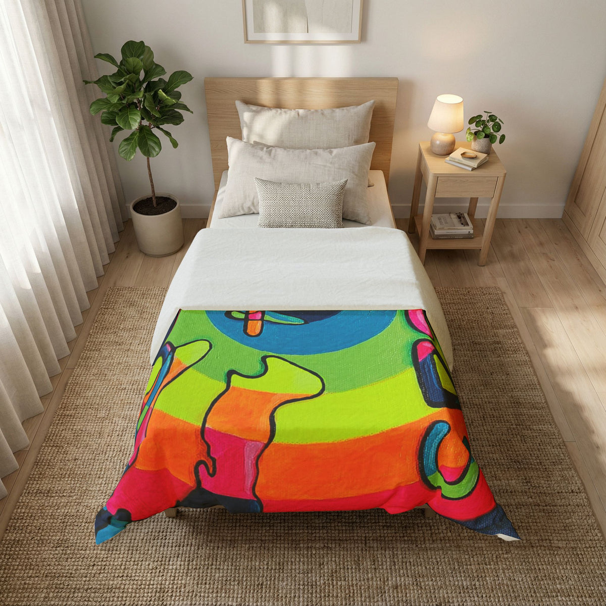 Bocas Del Toro Islands Duvet Cover - neon pop art by Casa Santosha Art