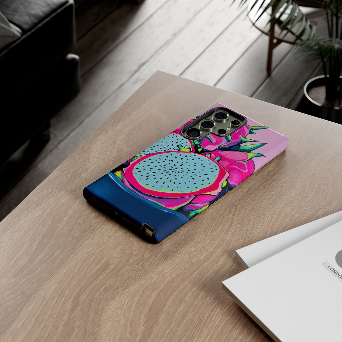Coque de téléphone résistante Pitaya Rose Néon