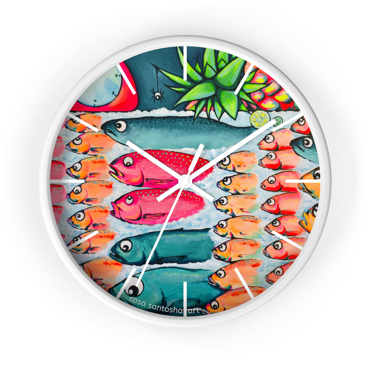 Neon Cabo Fish Market Pop Art Wall Clock