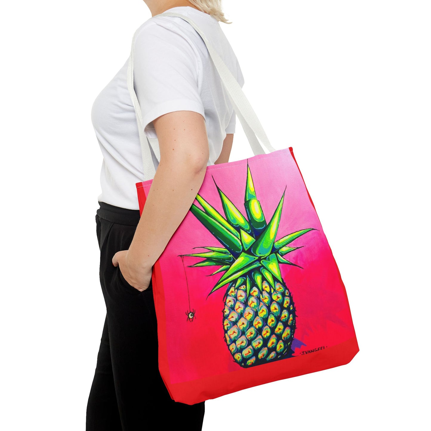 Premium Neon Pineapple Tote Bag, Original Artist Design, Reusable Shopping Tote, Eco-Friendly