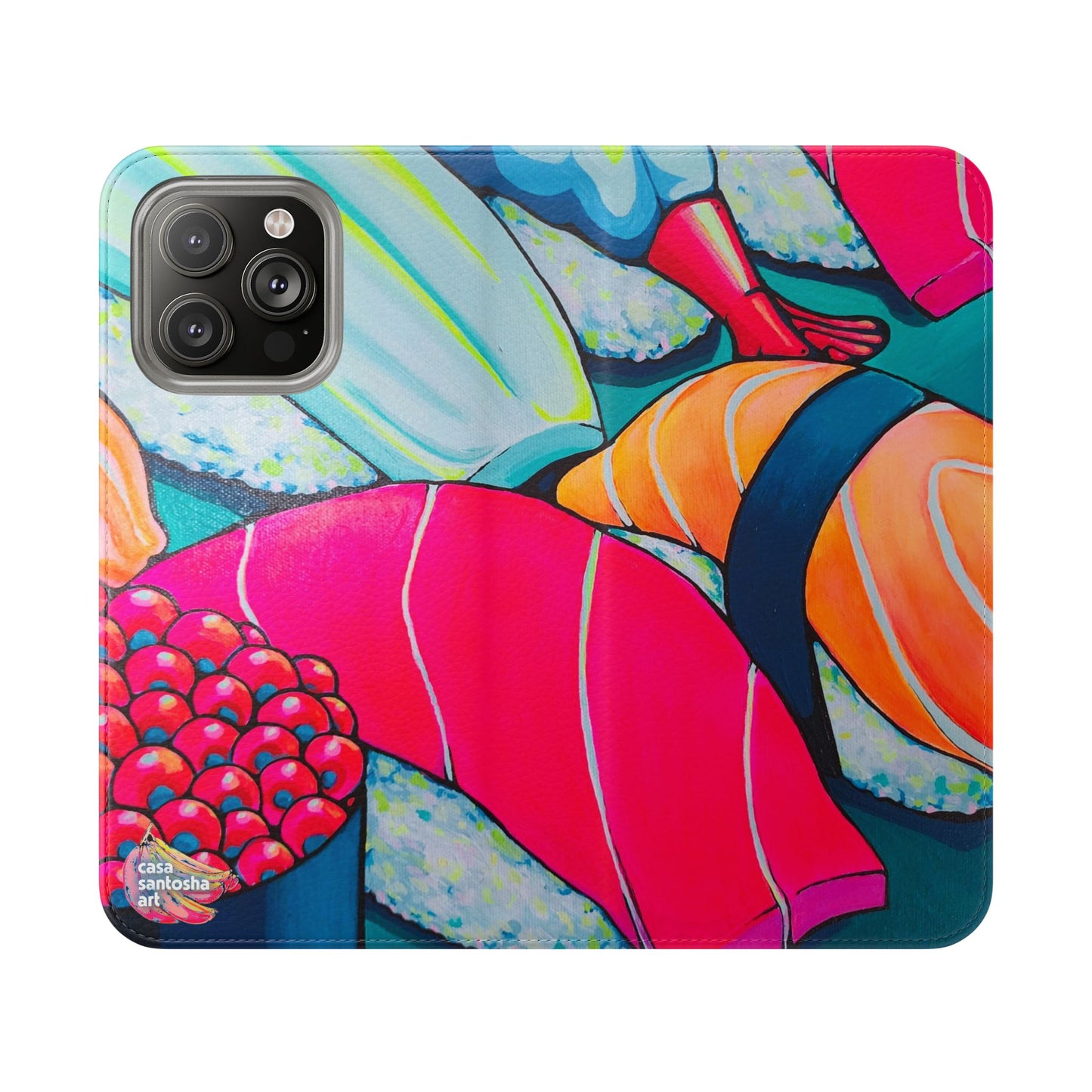 Neon Sushi Flip Phone Case – Wallet Cover with Card Slots