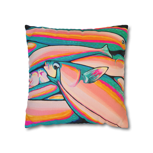 Neon Fish Pillowcase for Throw Pillow, Cover Only
