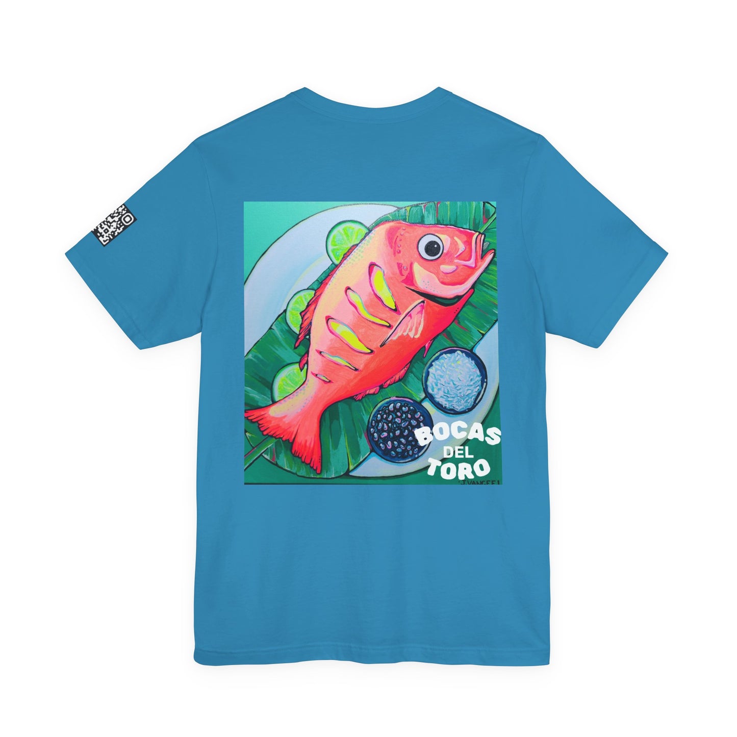T-shirt unisexe néon à motif poisson frit