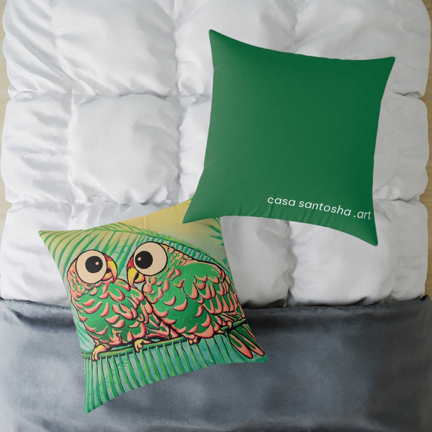 Chatty Cyclops Parrots Art Canvas Decorative Pillow