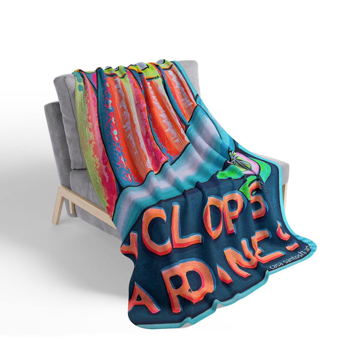 Neon Sardines Fleece Sherpa Blanket