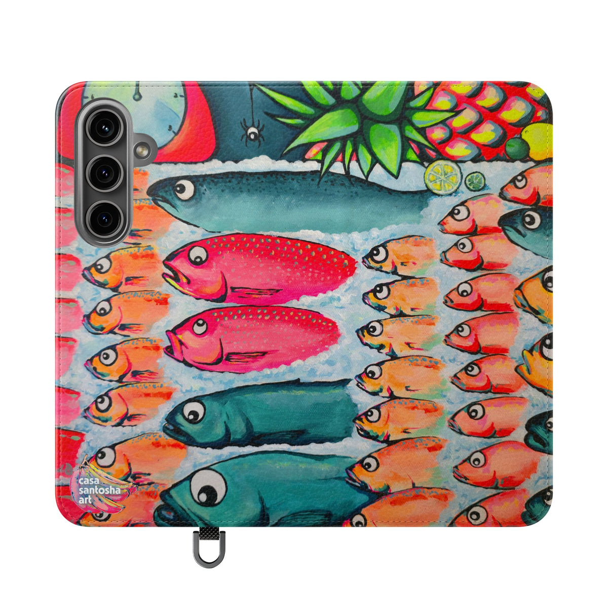 Neon Cabo Fish Market Flip Phone Case – Wallet Cover with Card Slots