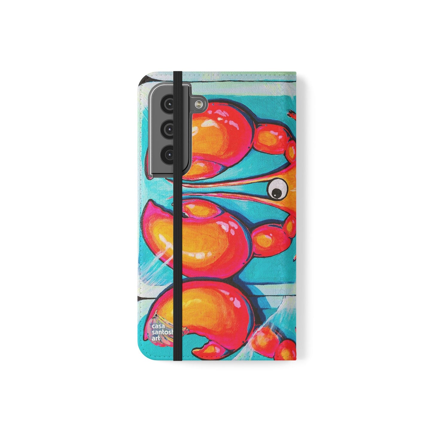 Neon Lobster Flip Phone Case – Wallet Cover with Card Slots