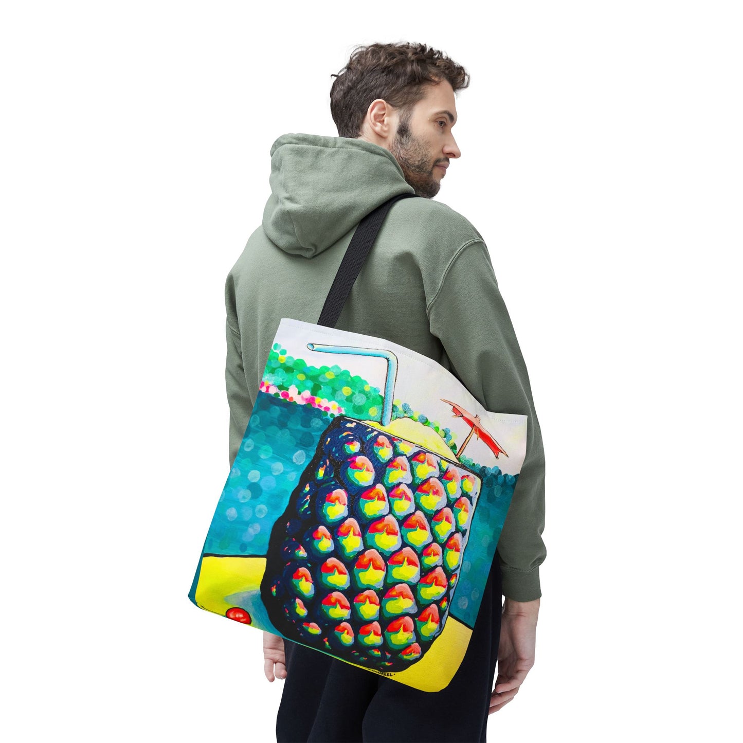 Premium Neon Piña Colada Tote Bag, Original Artist Design, Reusable Shopping Tote,  Eco-Friendly