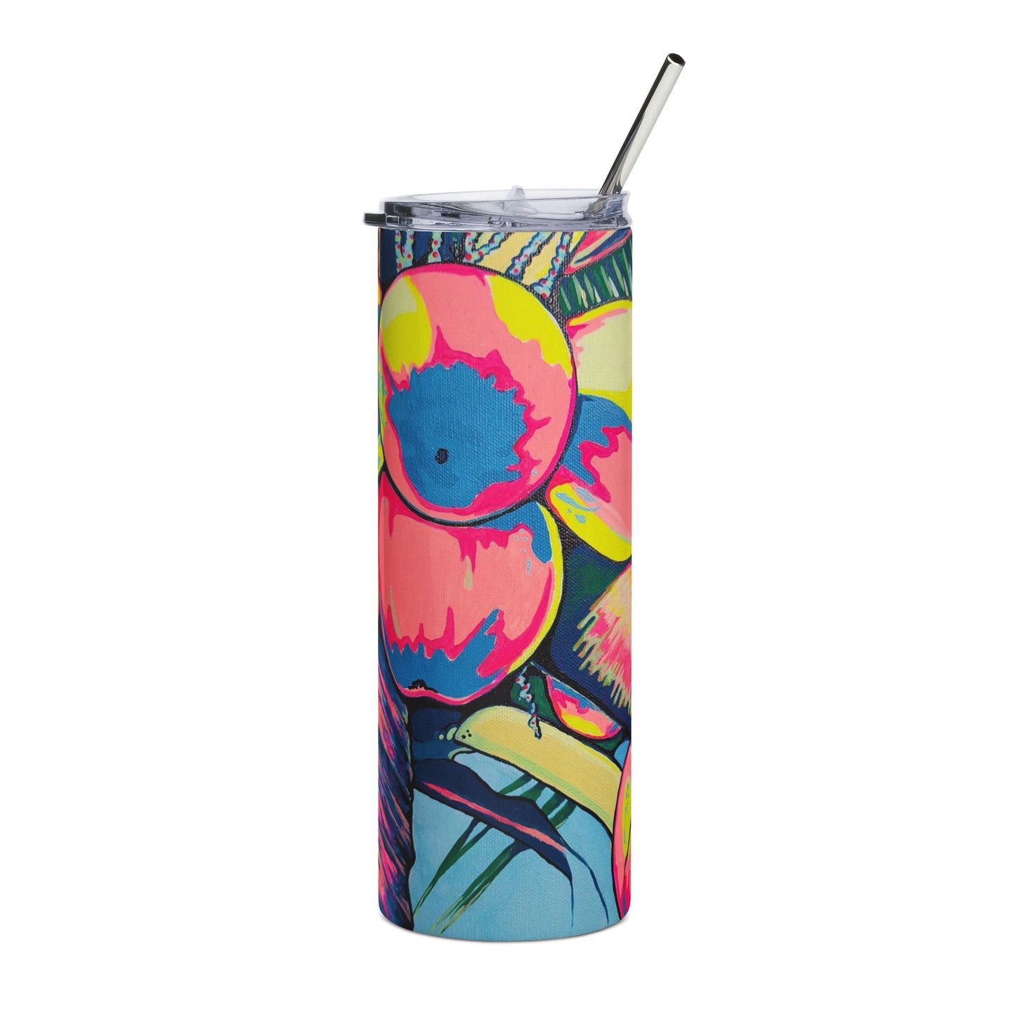 Neon Coconuts Stainless Steel Tumbler, 20oz | Fun Travel Mug, Eco-Friendly