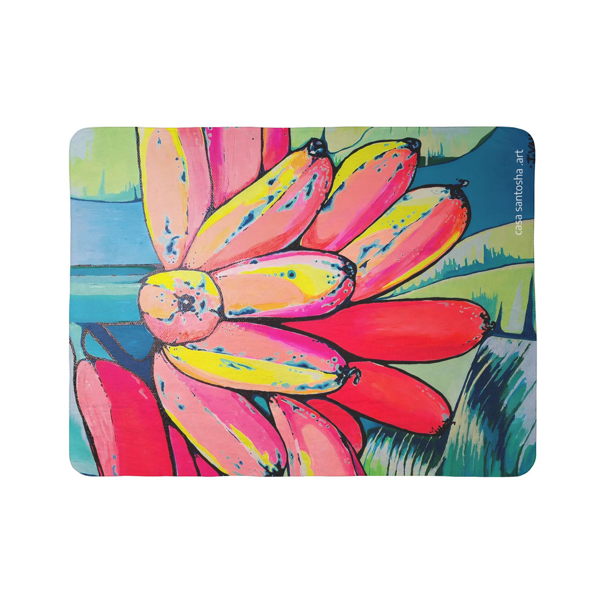 Neon Primitivo Bananas Fleece Sherpa Blanket