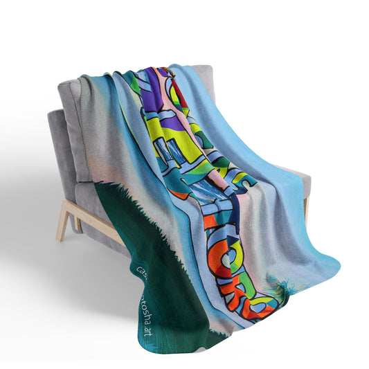 Bocas Del Toro Sign Fleece Sherpa Blanket
