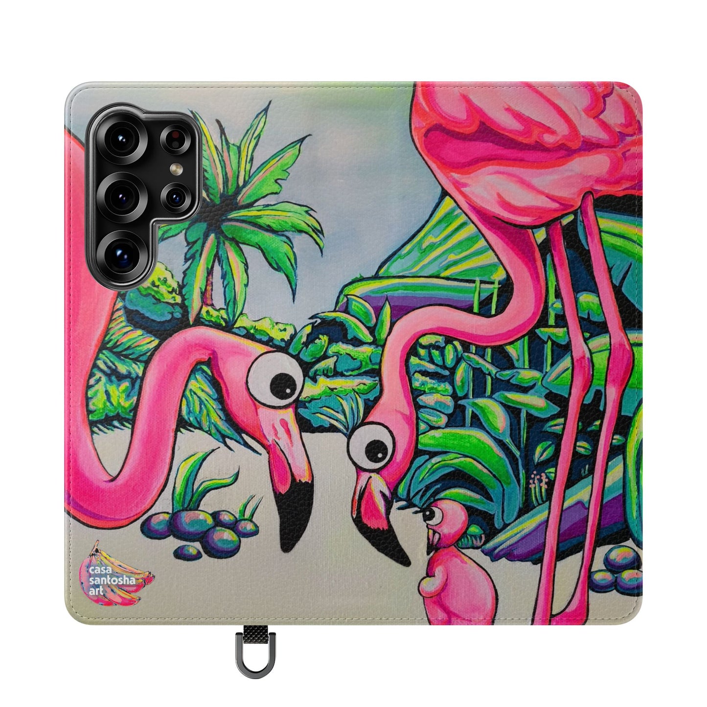 Cyclops Flamingo Family Flip Phone Case – Wallet Cover with Card Slots