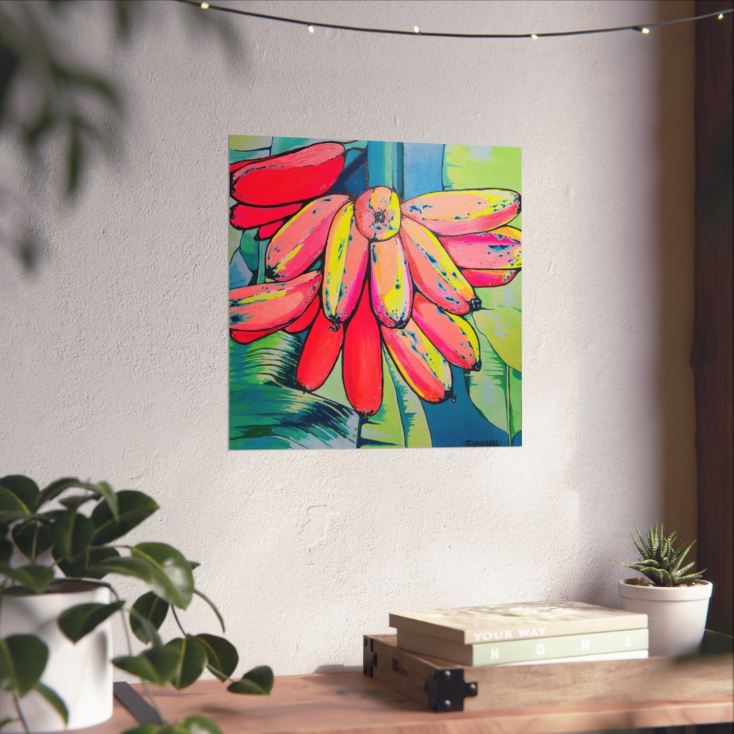 Neon Primitivo Bananas Giclée Art Poster