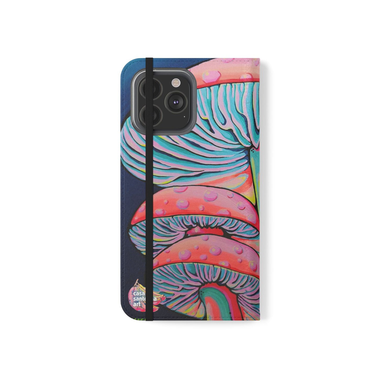 Trippy Mushrooms Flip Phone Case – Wallet Cover with Card Slots