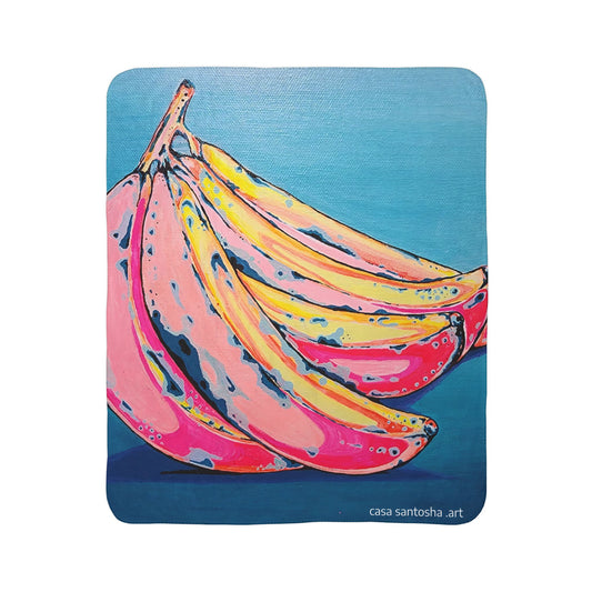 Neon Bananas Fleece Sherpa Blanket