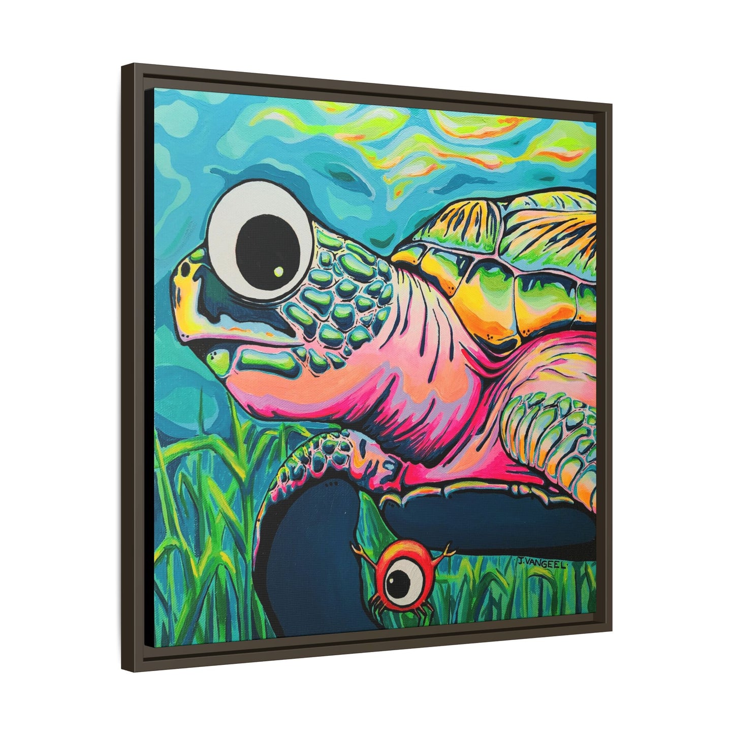 Framed Cyclops Turtle Canvas Print