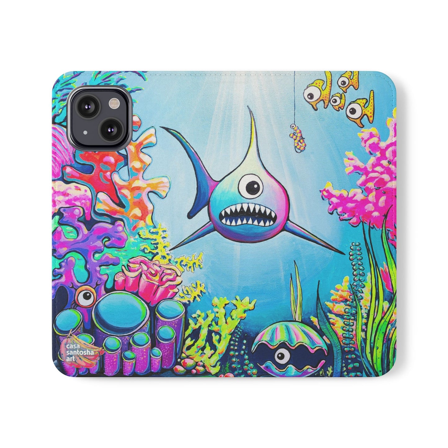Cyclops Shark Flip Phone Case – Wallet Cover with Card Slots