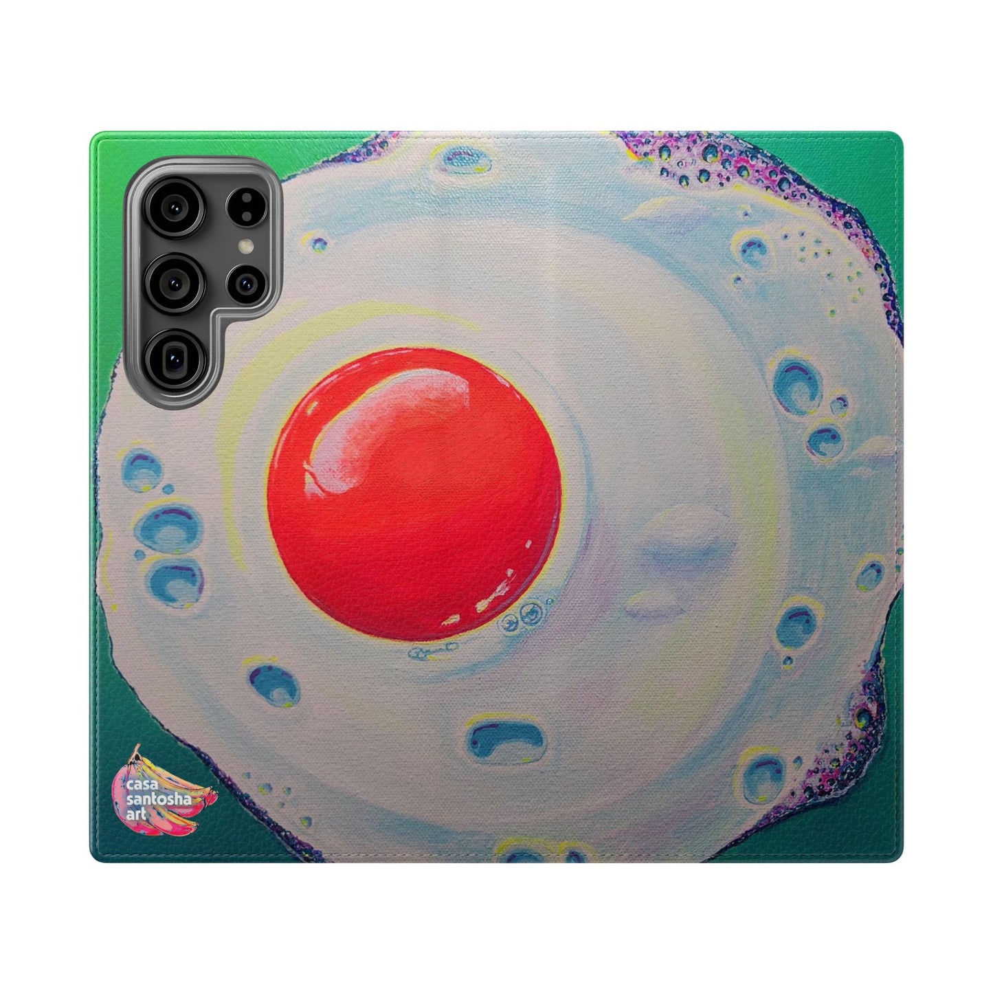 Neon Fried Egg Flip Phone Case – Wallet Cover with Card Slots