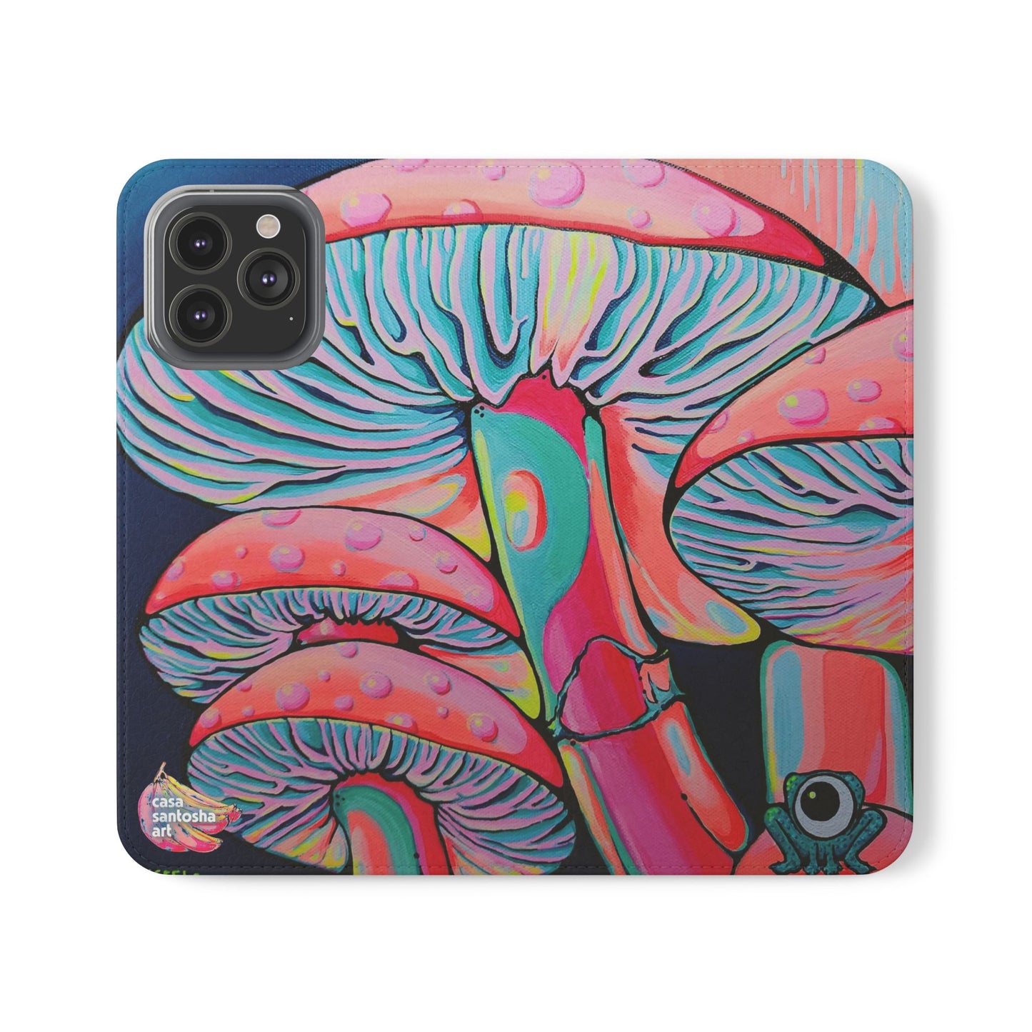Trippy Mushrooms Flip Phone Case – Wallet Cover with Card Slots
