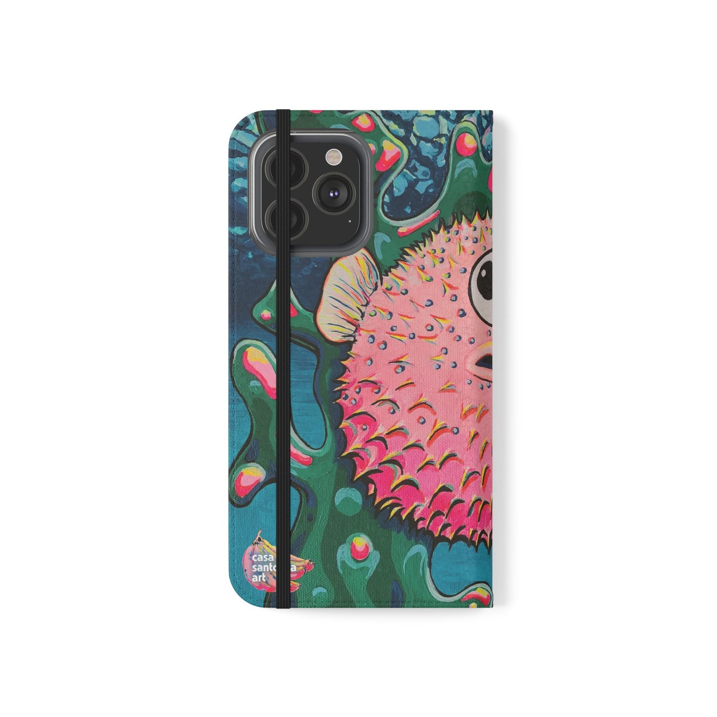 Cyclops Pufferfish Flip Phone Case – Wallet Cover with Card Slots