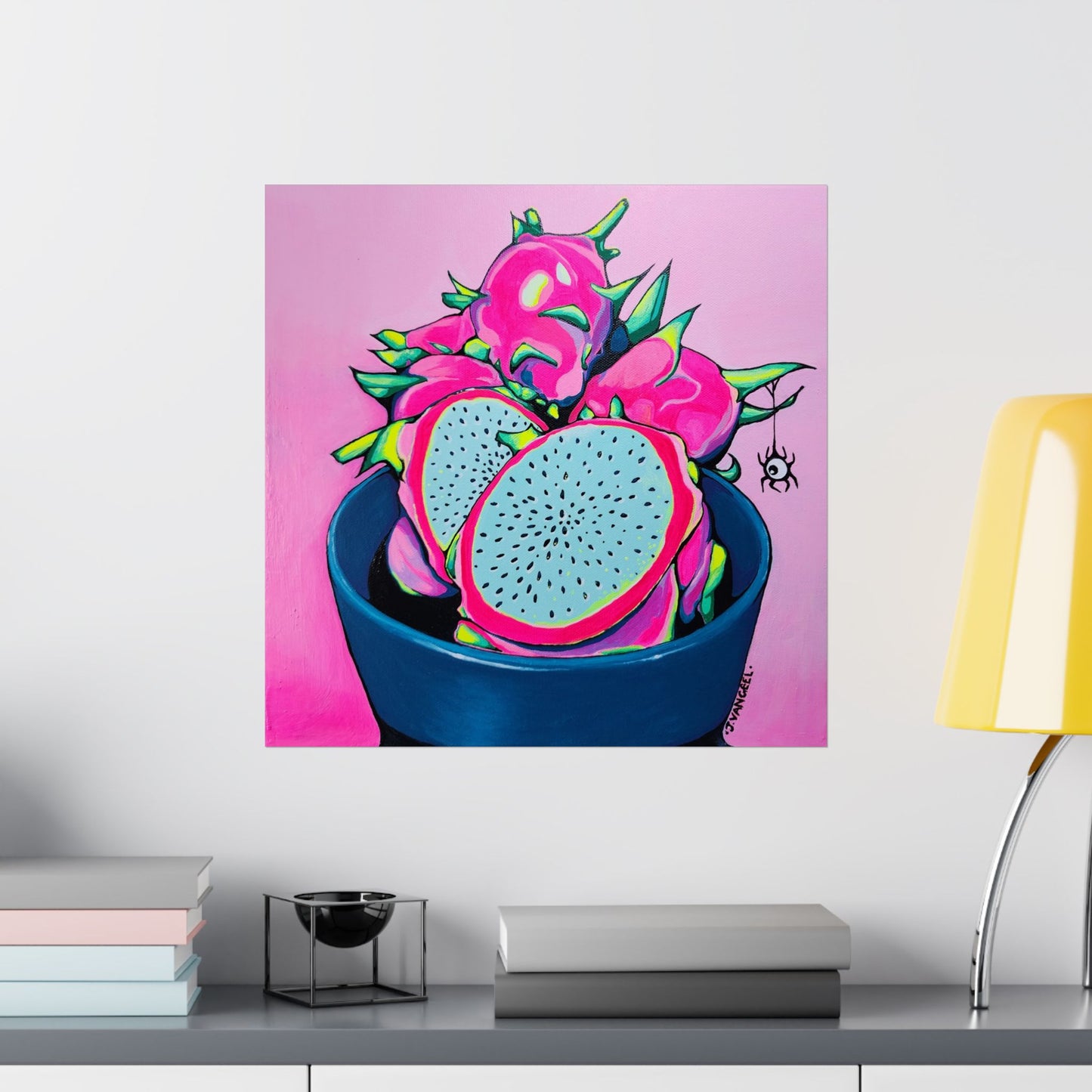 Neon Pink Dragon Fruit Giclée Art Poster