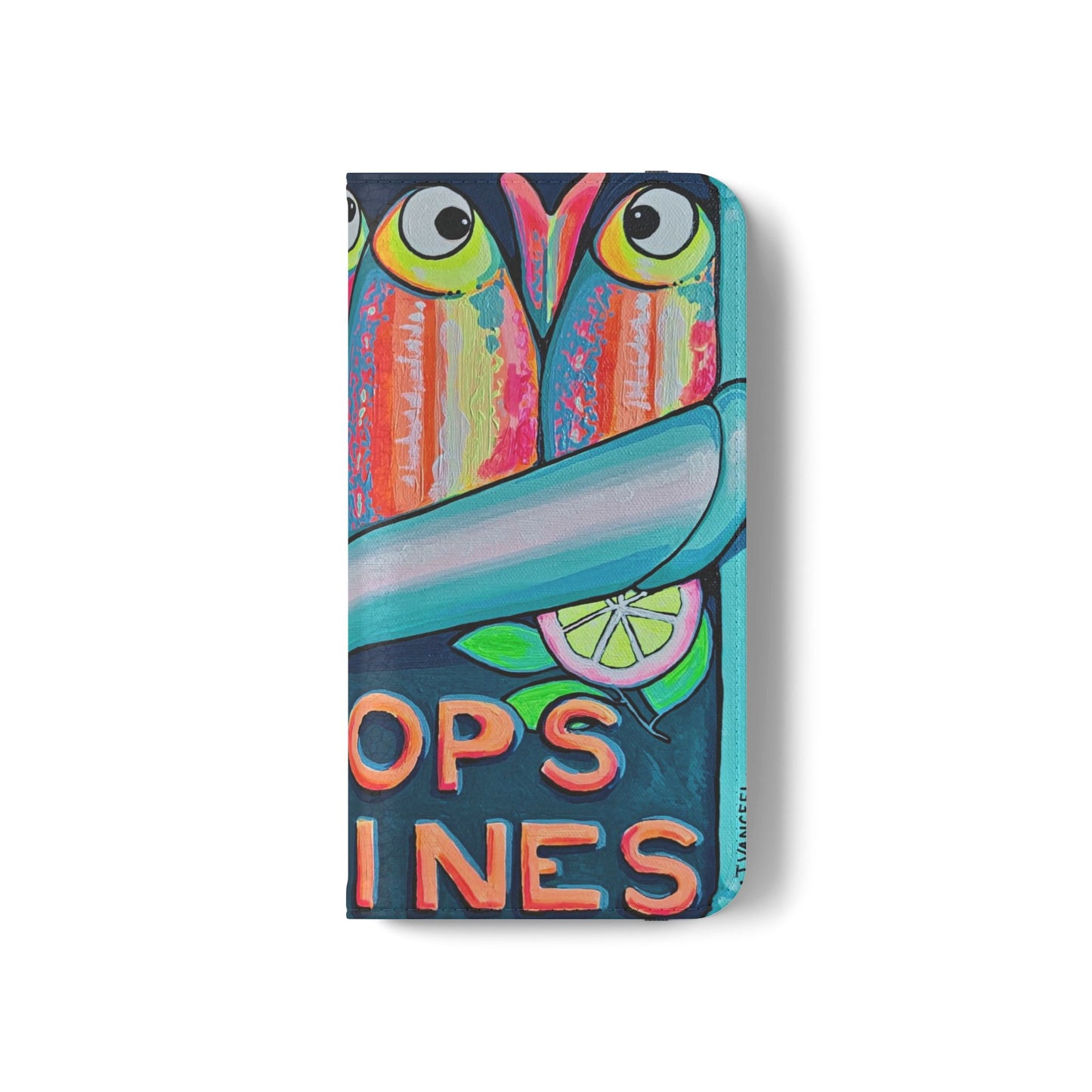 Neon Sardines Flip Phone Case – Wallet Cover with Card Slots