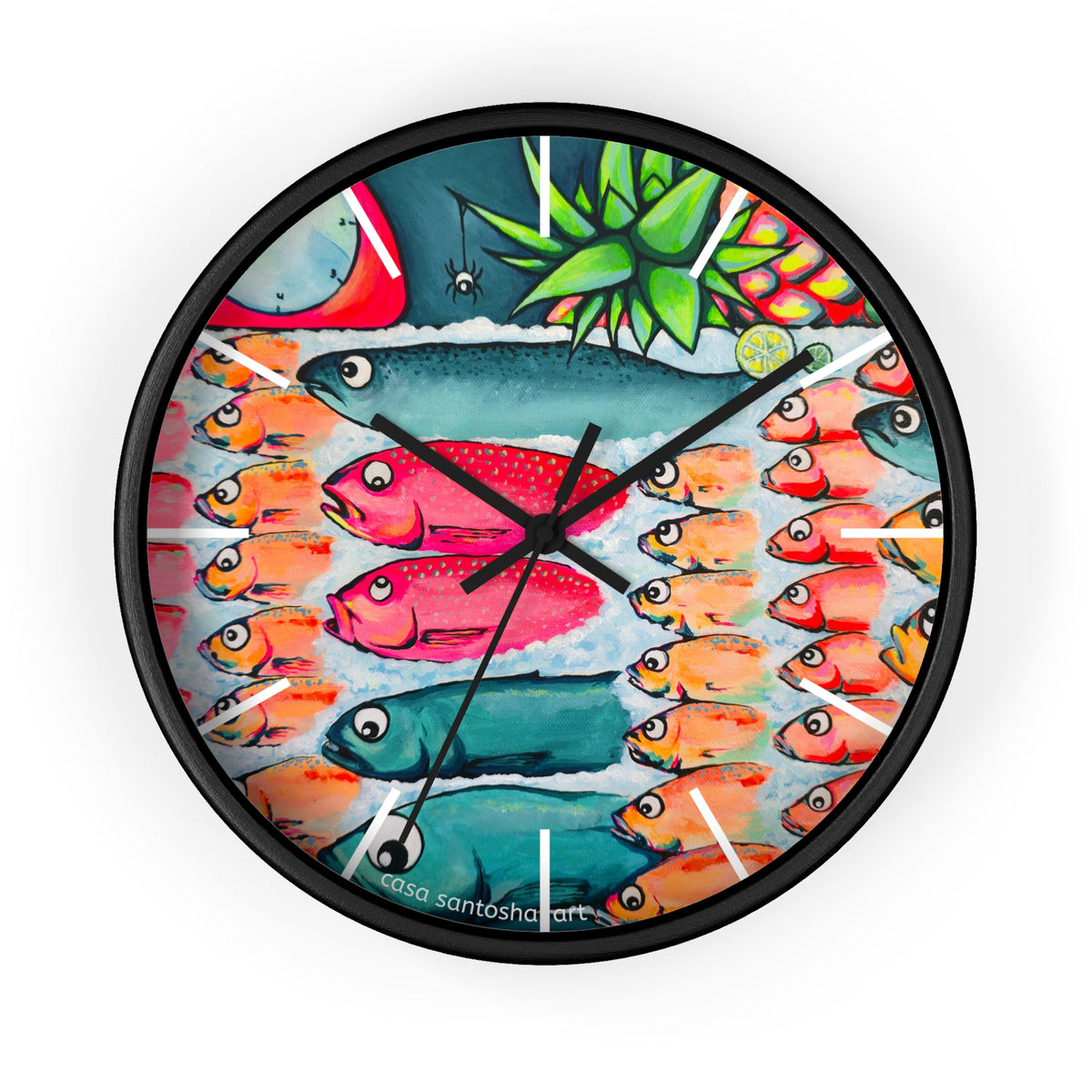 Neon Cabo Fish Market Pop Art Wall Clock