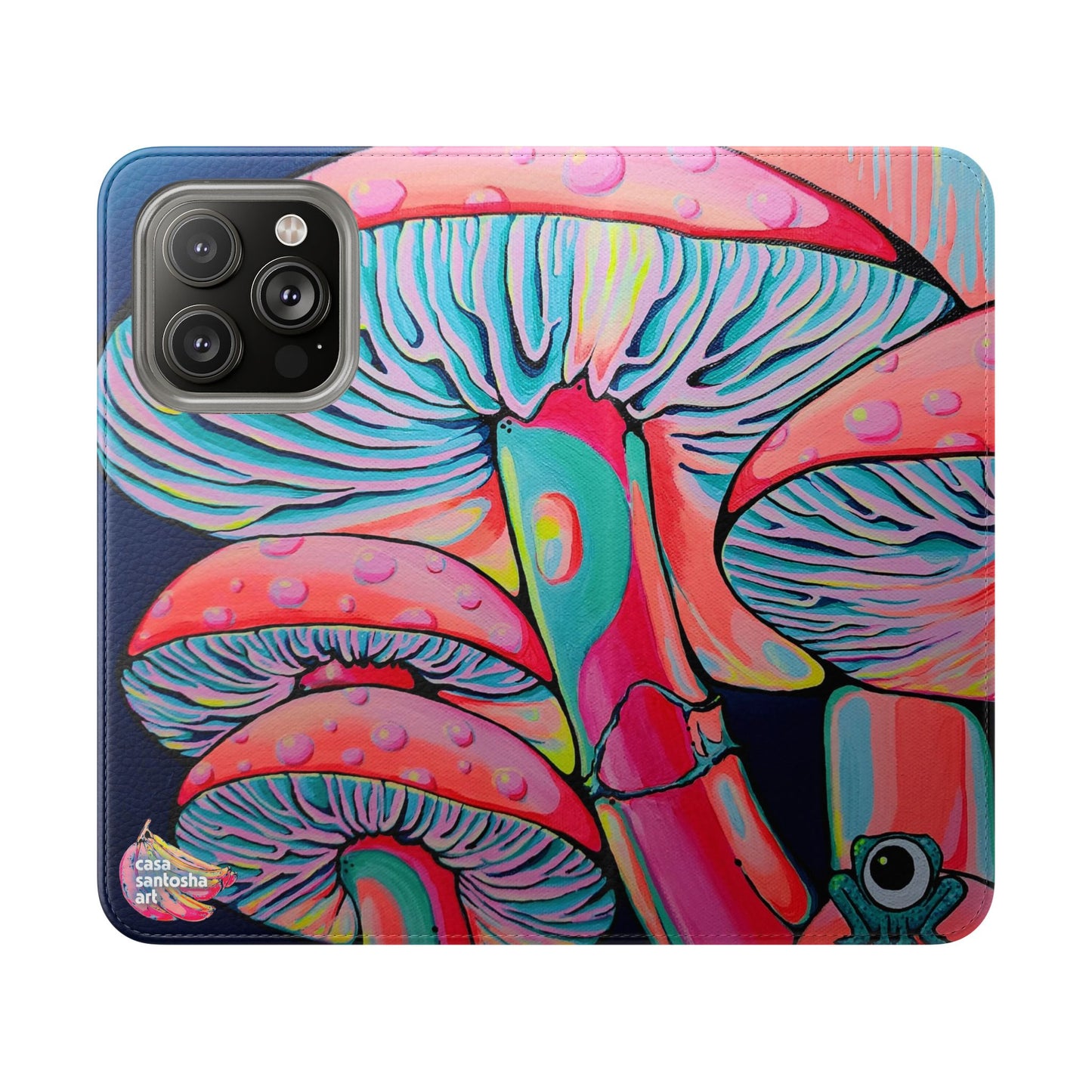 Trippy Mushrooms Flip Phone Case – Wallet Cover with Card Slots
