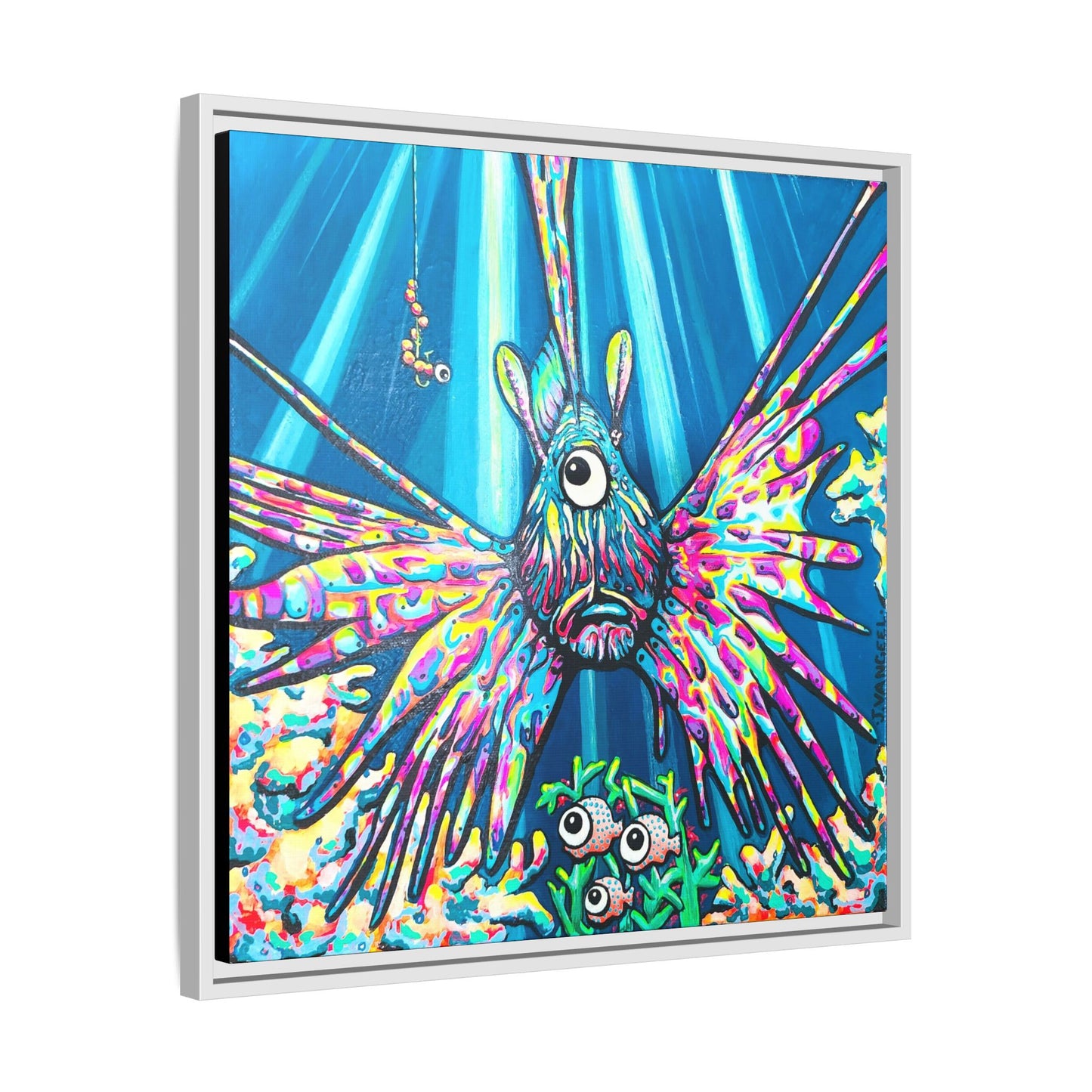 Framed Cyclops Lionfish Canvas Print