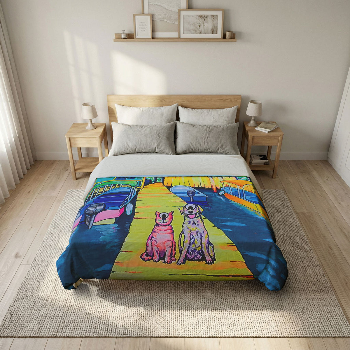 Cyclops Cat and Dog in Bocas Duvet Cover