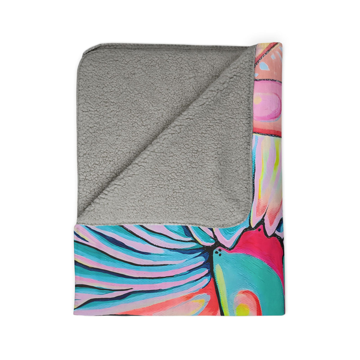 Trippy Mushrooms Fleece Sherpa Blanket