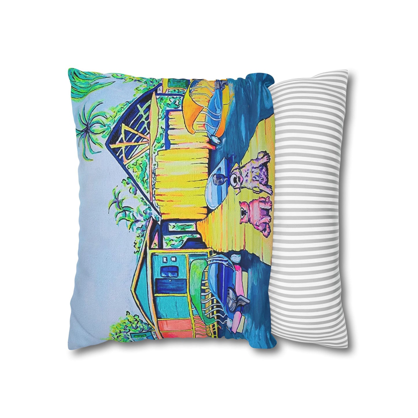 Cyclops Cat and Dog in Bocas Pillowcase for Throw Pillow, Cover Only