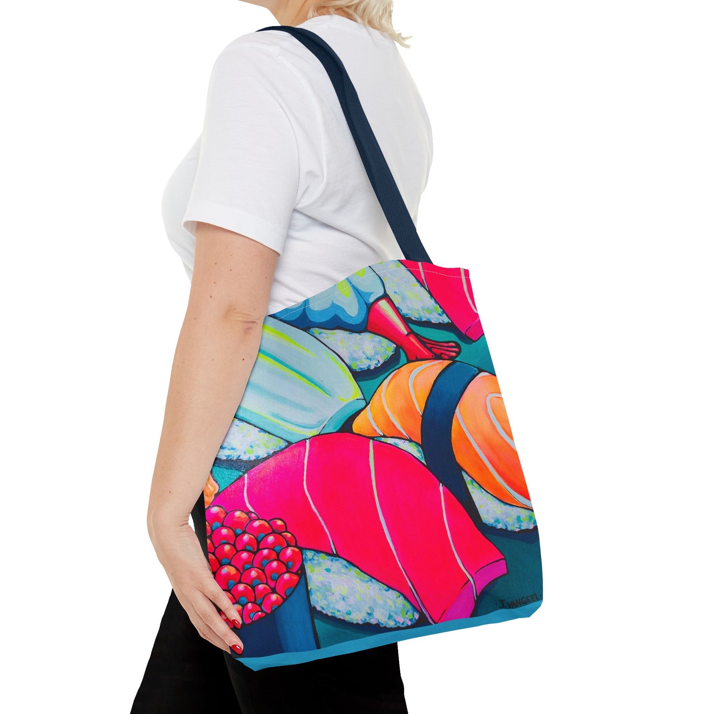 Premium Neon Sushi Tote Bag, Original Artist Design, Reusable Shopping Tote, Eco-Friendly