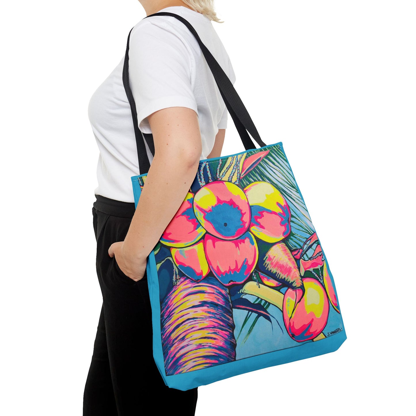 Premium Neon Coconuts Tote Bag, Original Artist Design, Reusable Shopping Tote, Eco-Friendly
