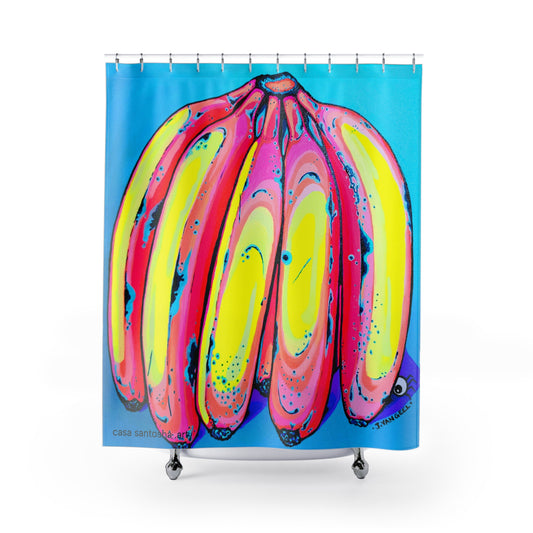 Neon Fat Bananas Pop Art Shower Curtain