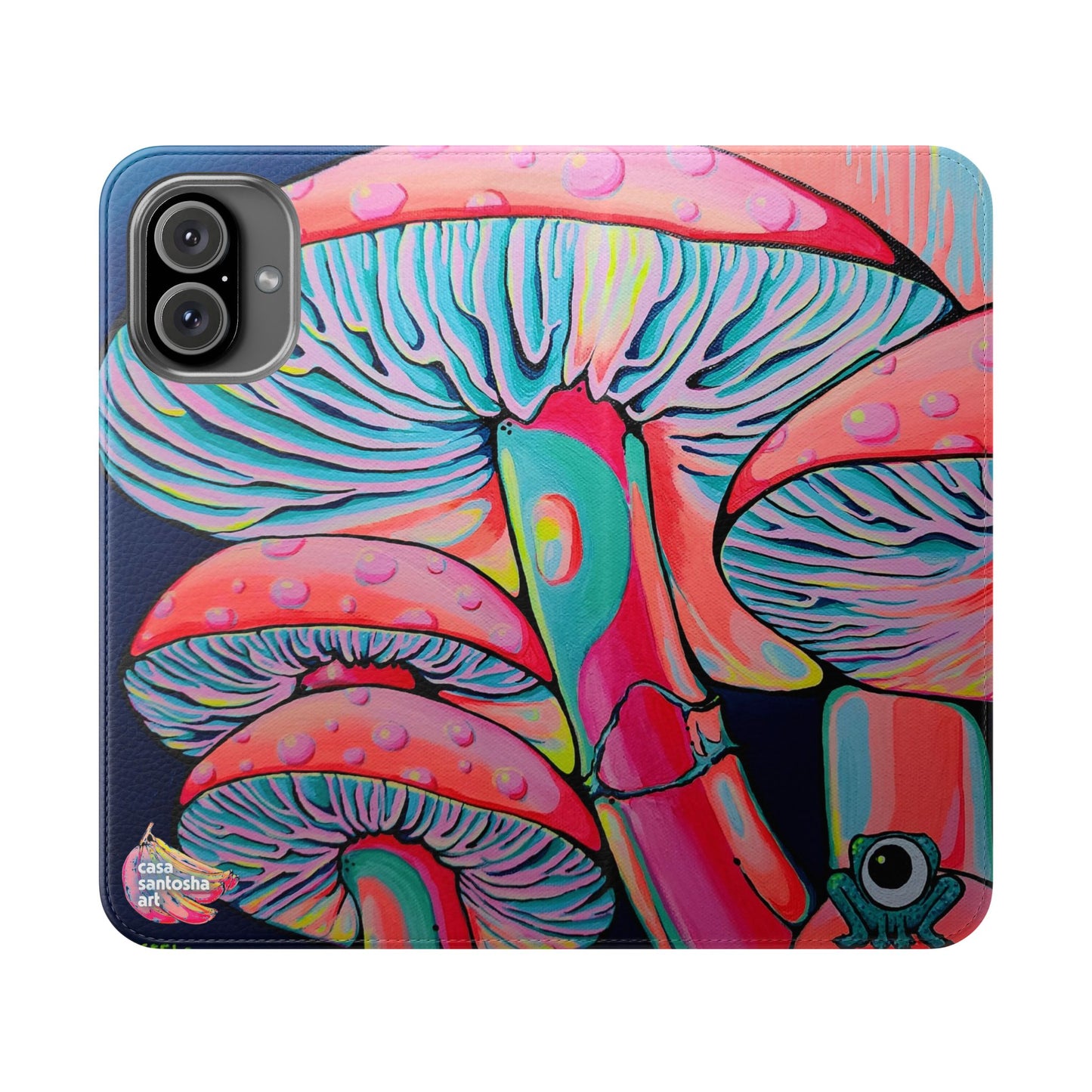 Trippy Mushrooms Flip Phone Case – Wallet Cover with Card Slots