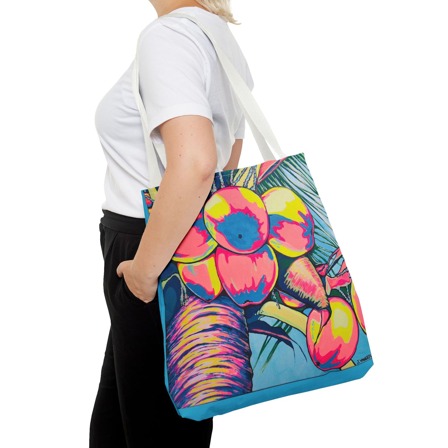 Premium Neon Coconuts Tote Bag, Original Artist Design, Reusable Shopping Tote, Eco-Friendly
