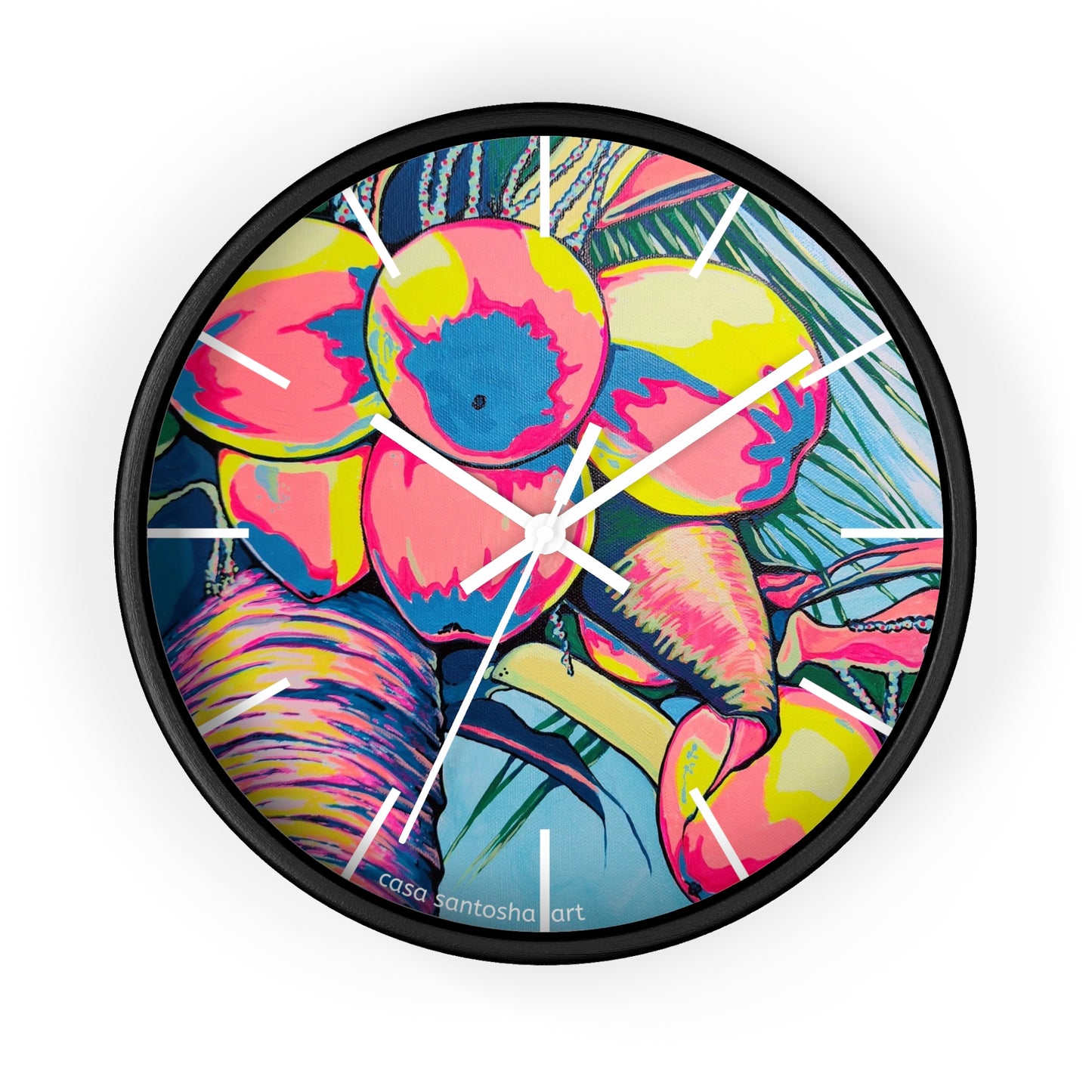 Neon Coconuts Pop Art Wall Clock