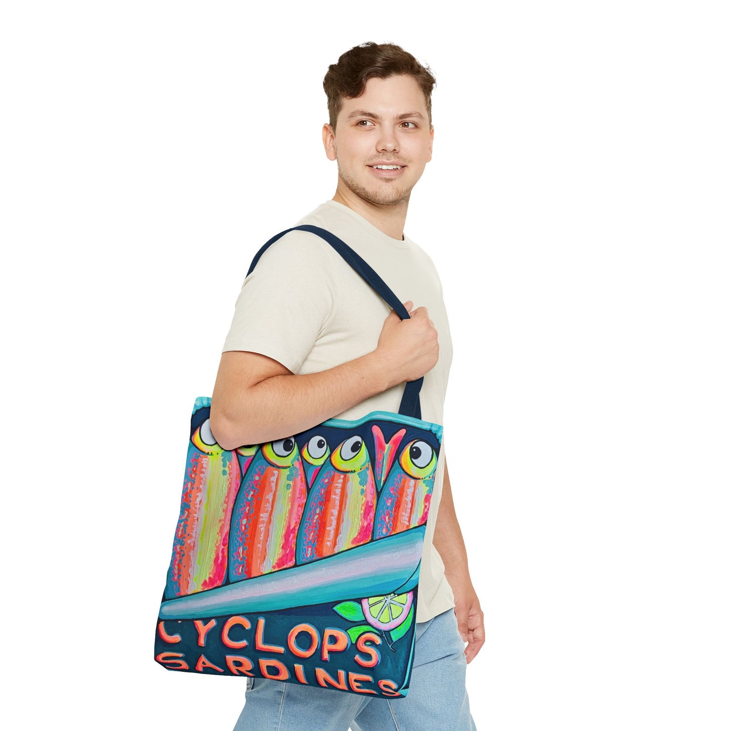 Premium Neon Sardines Tote Bag, Original Artist Design, Reusable Shopping Tote, Eco-Friendly