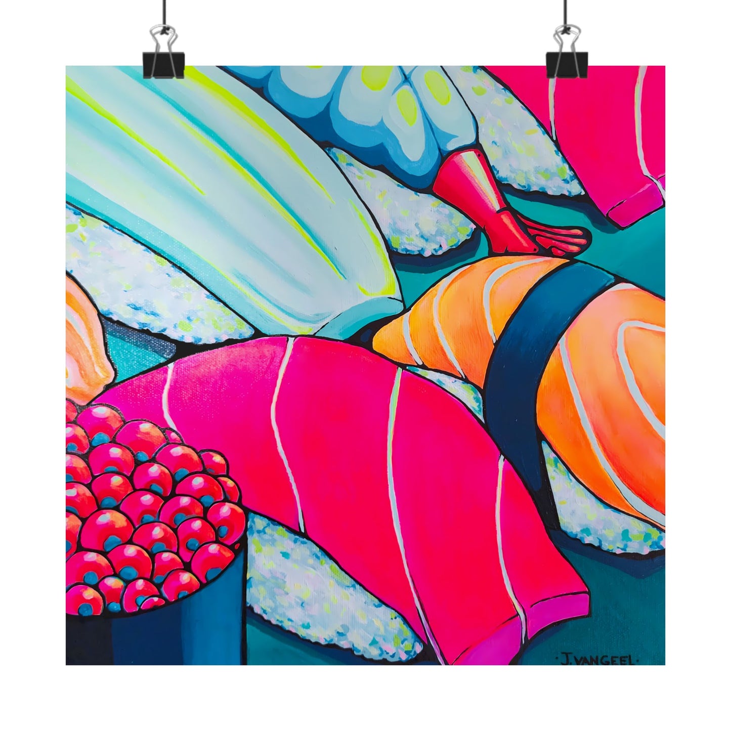 Affiche d'art Giclée Sushi Néon