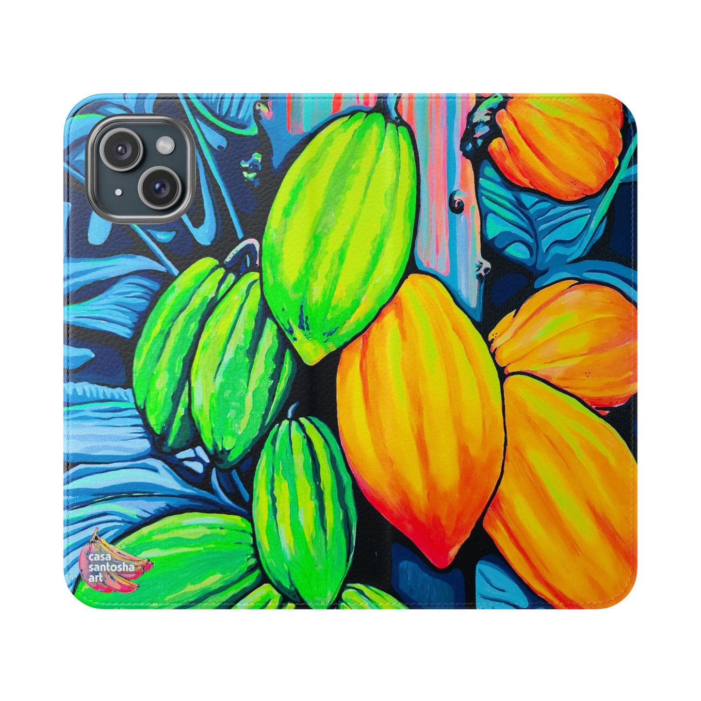 Neon Cacao Flip Phone Case – Wallet Cover with Card Slots