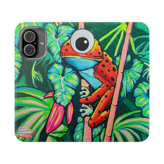 Cyclops Red Frog Flip Phone Case – Wallet Cover with Card Slots