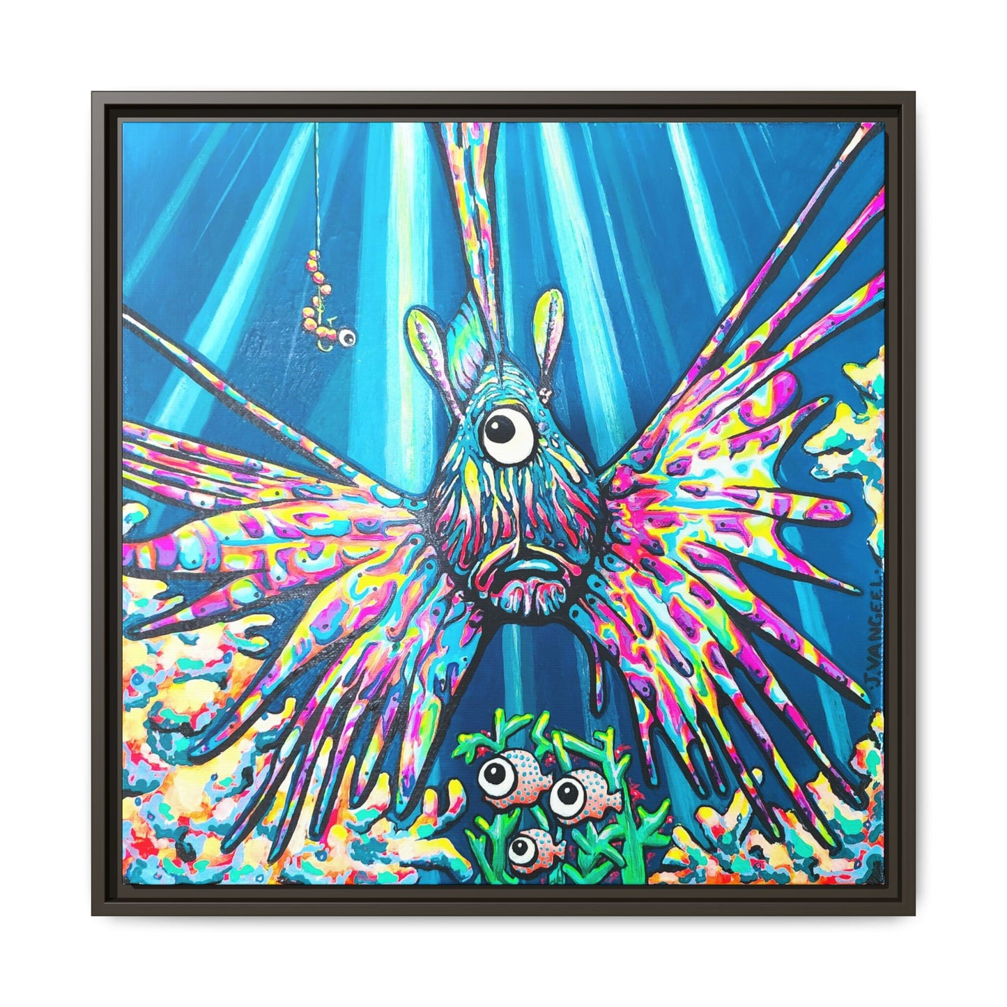Framed Cyclops Lionfish Canvas Print