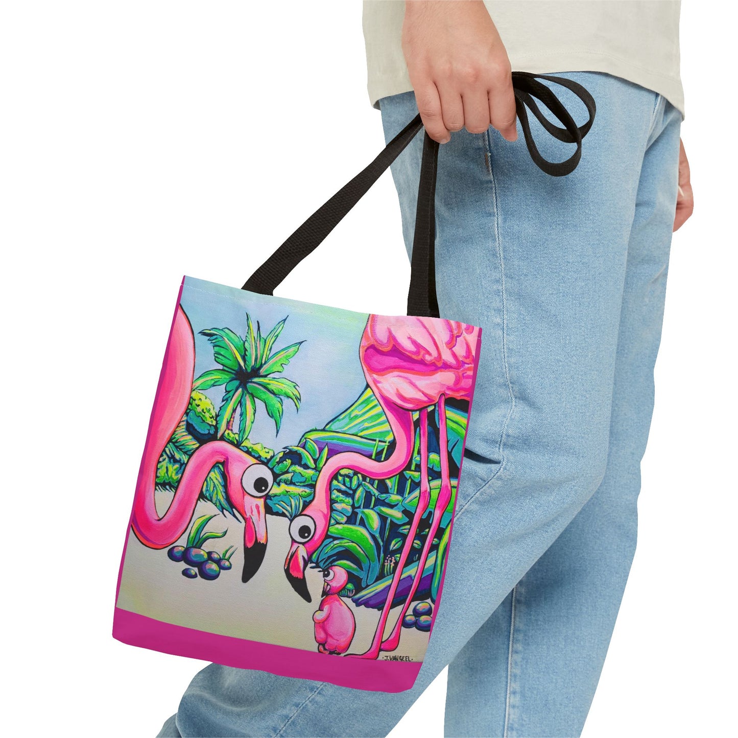Premium Cyclops Flamingo Family Tote Bag, Original Artist Design, Reusable Shopping Tote,  Eco-Friendly