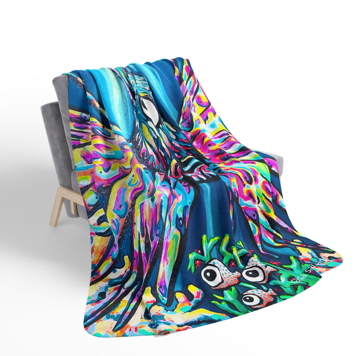 Cyclops Lionfish Fleece Sherpa Blanket