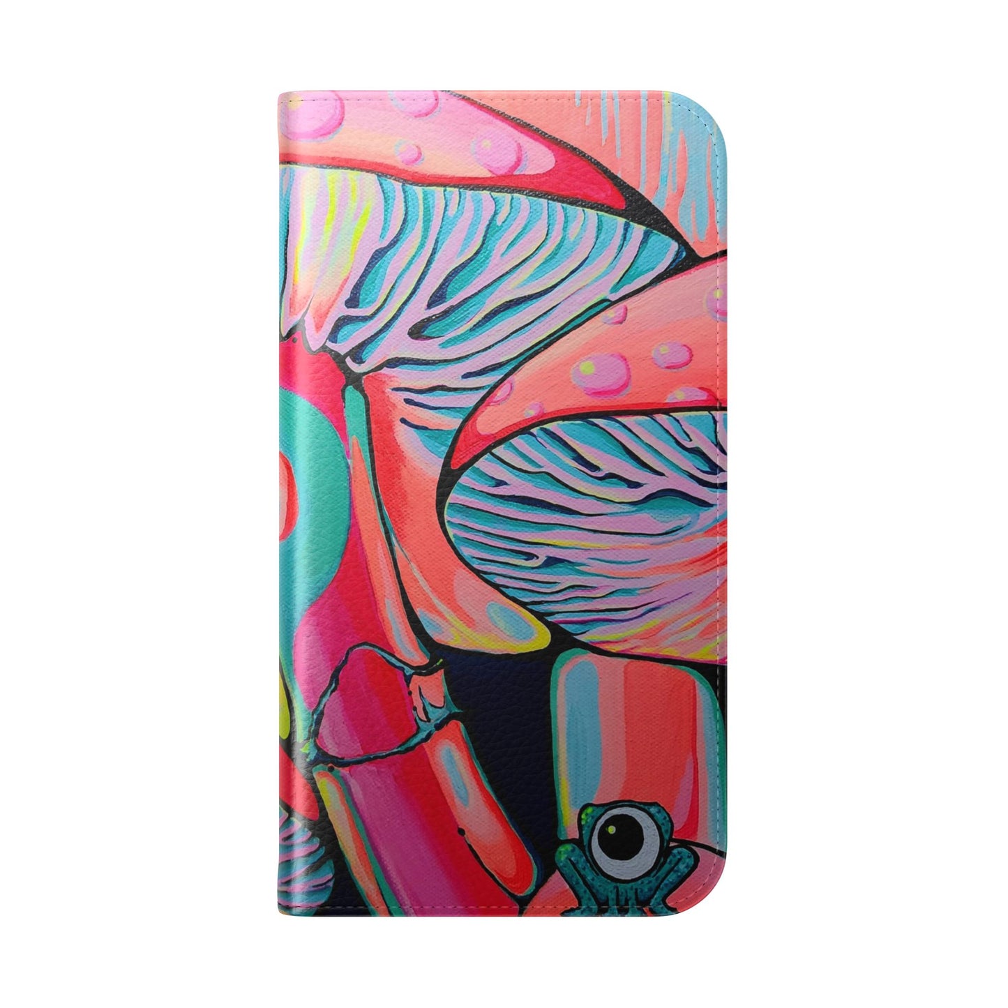 Trippy Mushrooms Flip Phone Case – Wallet Cover with Card Slots